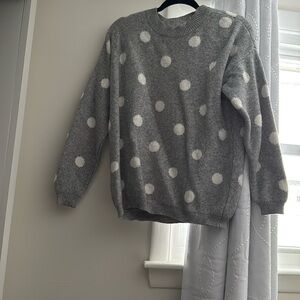 Gray and white polka dot sweater